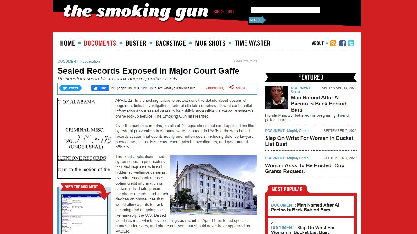 Sealed Records Exposed In Major Court Gaffe | The Smoking Gun